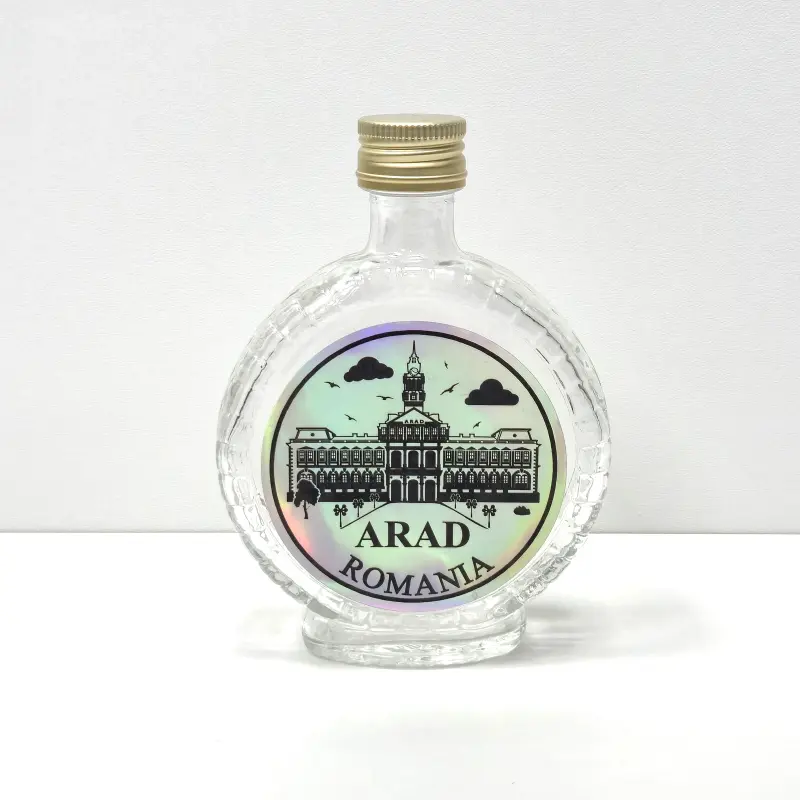 Arad romania, sticla rotunda plosca 100 ml, cu mesaj, model divgs320 02